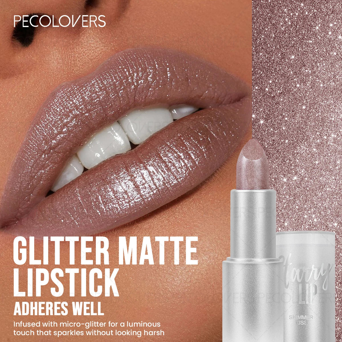 1PC Non-stick Cup, Waterproof, Long-lasting, Rich Colors, Fine Glitter, Pearlescent Lipstick, Ideal Christmas/Halloween Gift