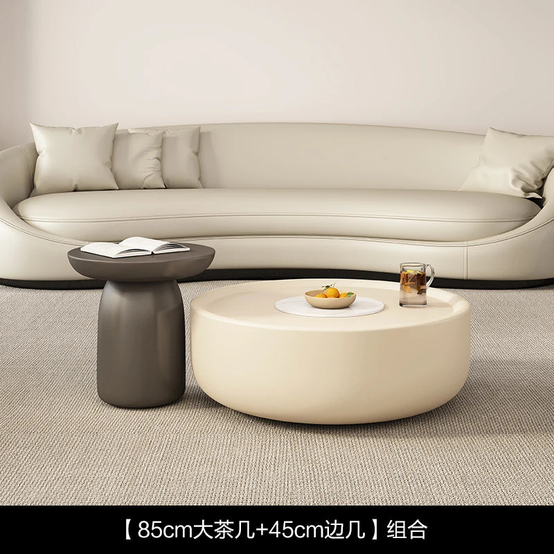 Nordic Round Coffee Table Sculpted Glam — White | KIMLUD