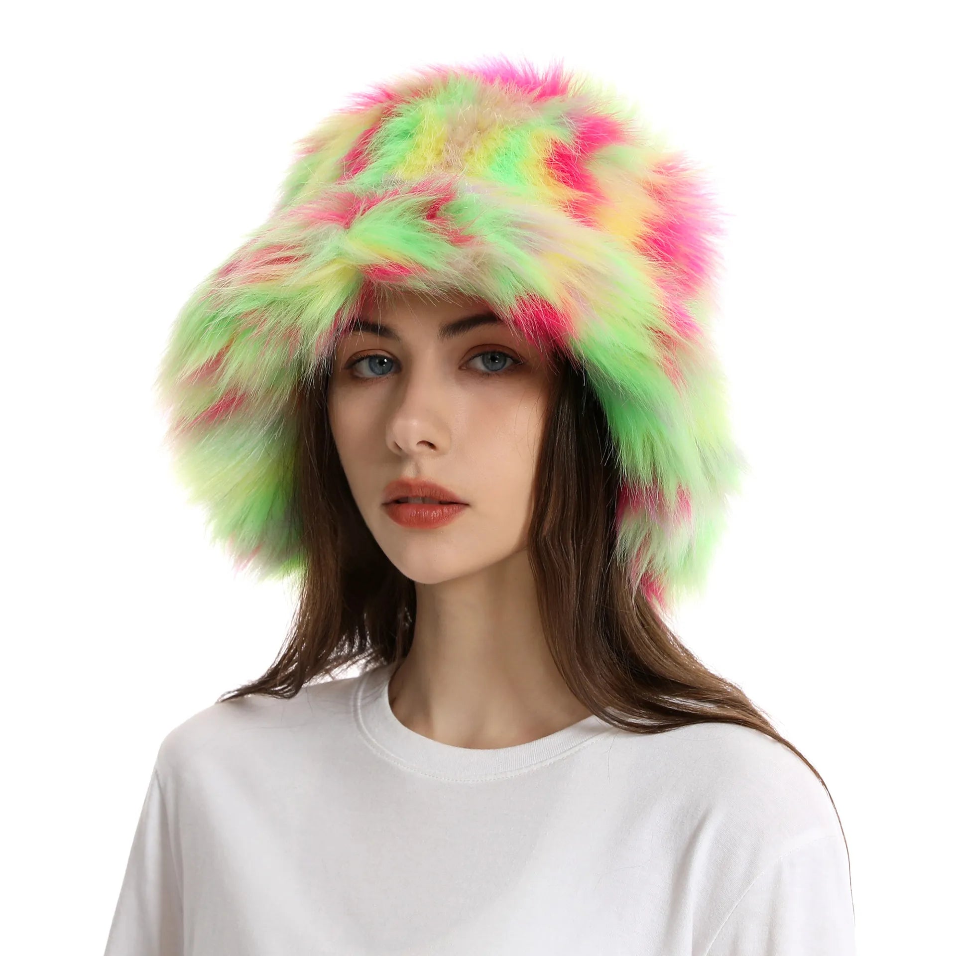 New Fur Hat Women Warm Snow Ski Cap Female Faux Fox Fur Bomber Hat Lady Windproof Winter Hats for Women Russian Warmer Hat - KIMLUD