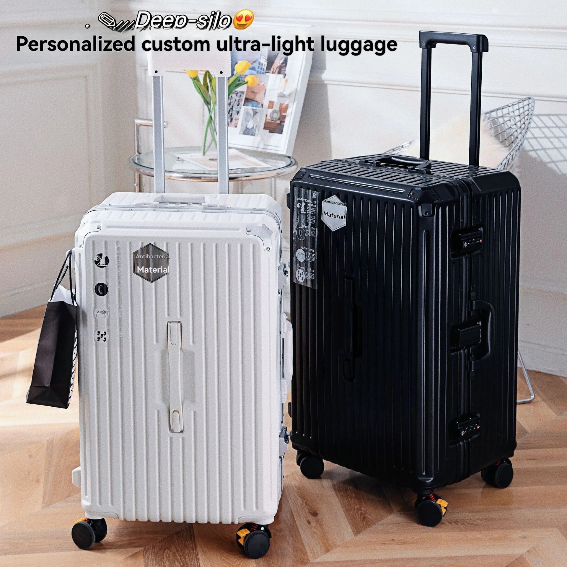 Large capacity 28-inch student thickened handle suitcase for girls, 26-inch aluminum frame travel suitcase for men