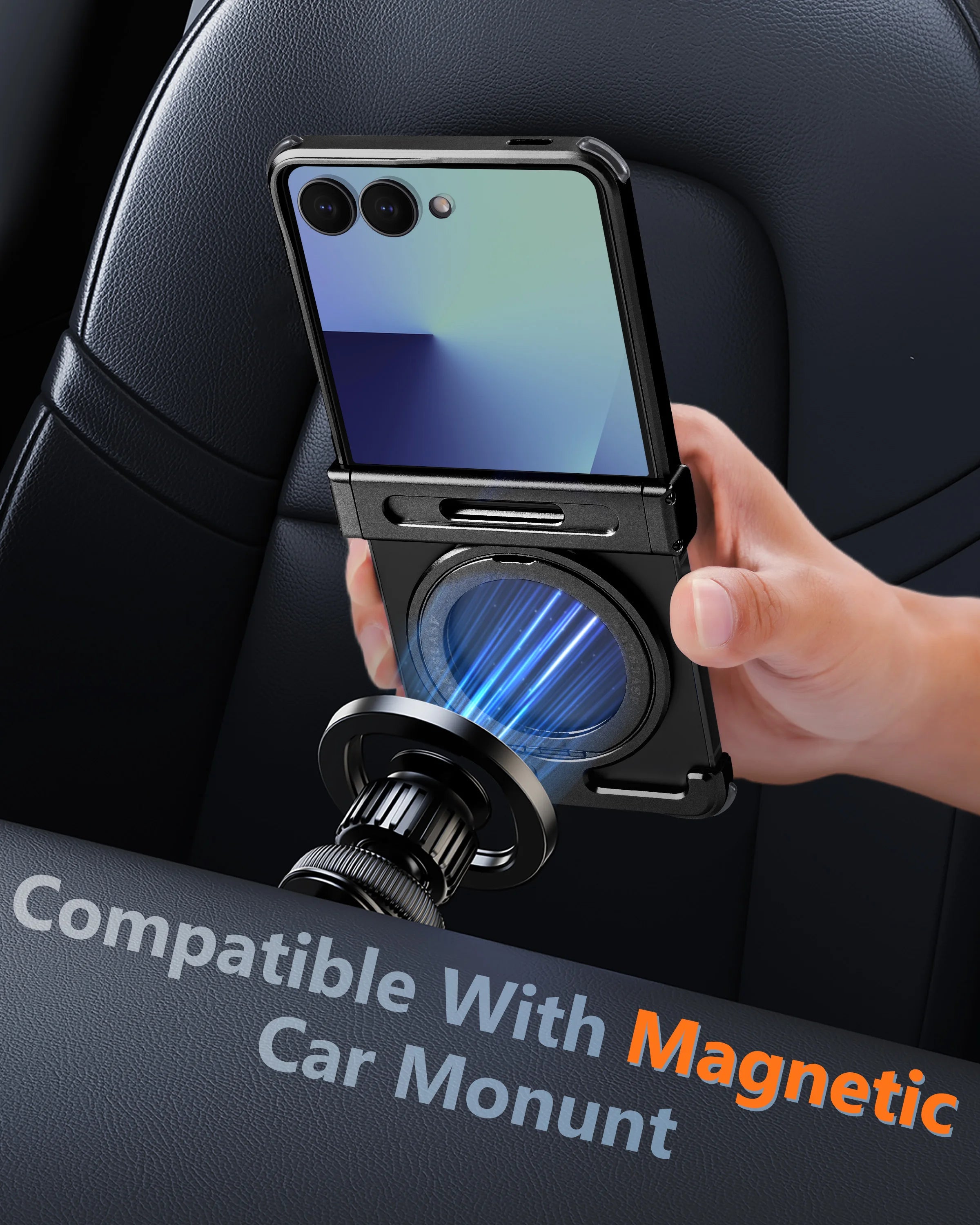 Oatsbasf Metal Frameless Phone Case for Samsung Galaxy Z Flip 7 with Kickstand 360°Rotation Magnetic Shockproof Protective Cover