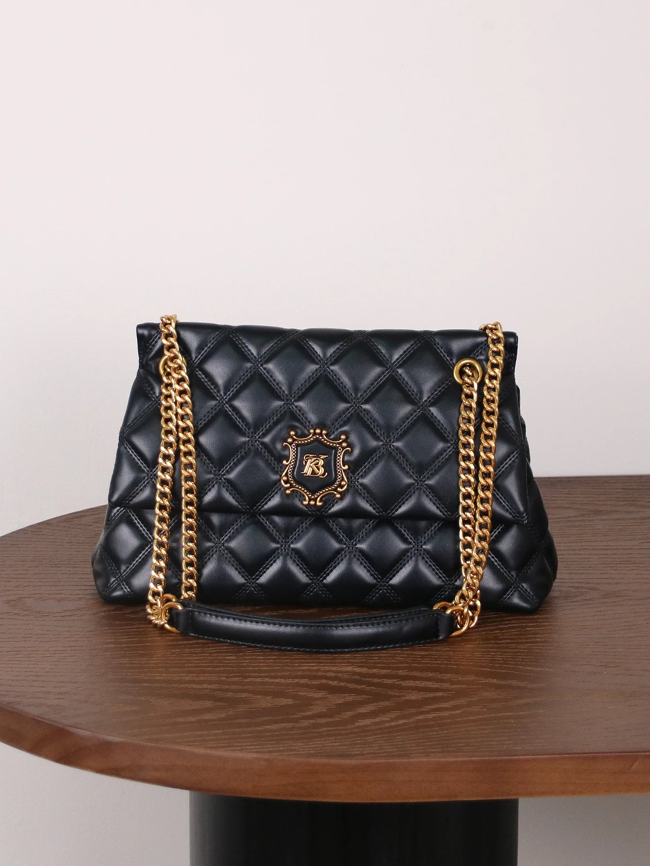 Premium PU Solid Shoulder Bag — Jet Black | KIMLUD