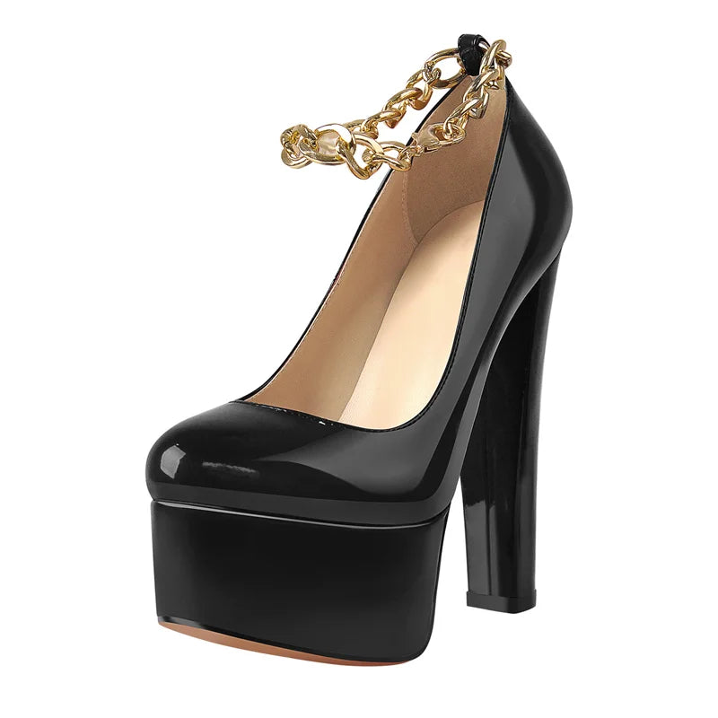 Pumps – Platform Round Toe High Heels Slip-On – PU | KIMLUD