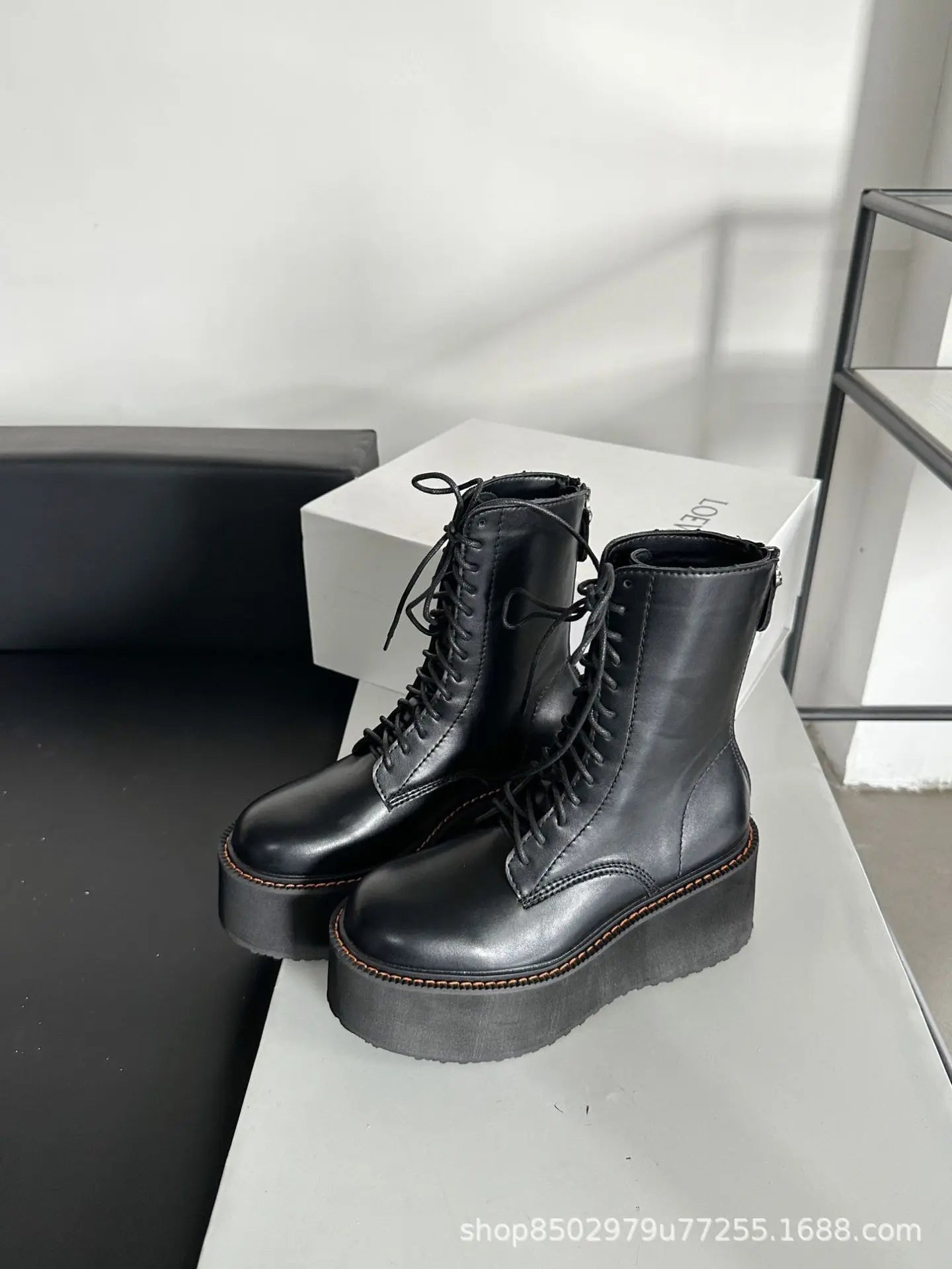 2025 Thick-soled Women's Heightening Polished Retro Lace-up Small Short Muffin Bottom Wasteland Wind Platform Heels Boots