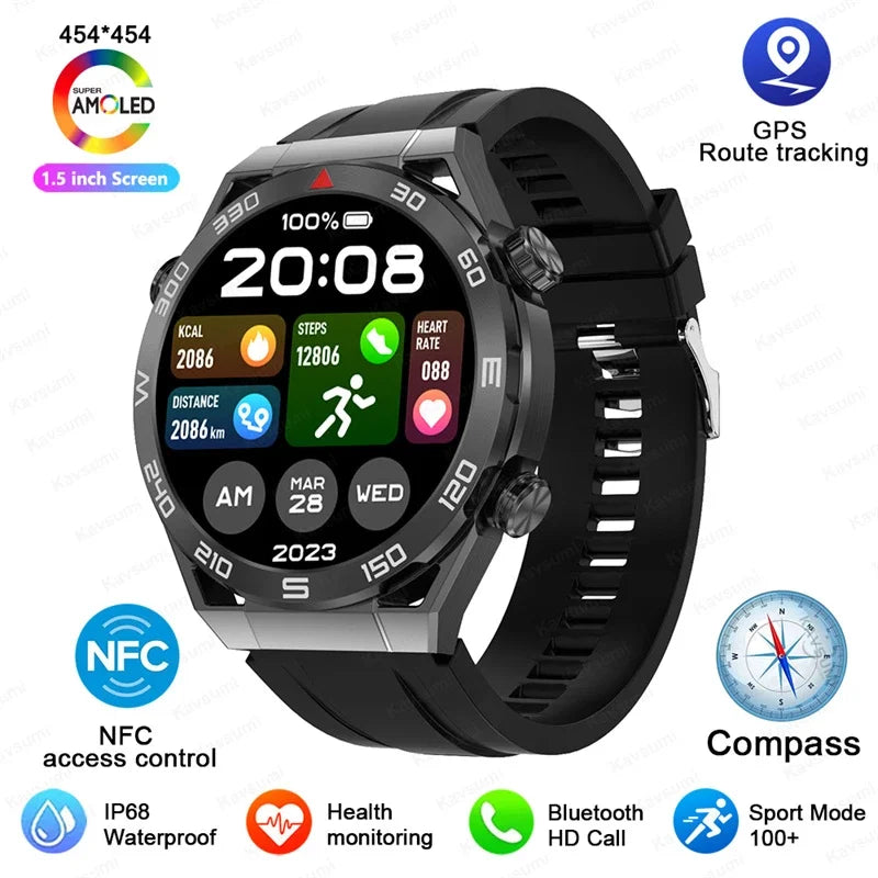 2025 New NFC Smartwatch Men Bluetooth Call GPS Tracker Motion Fitness Wireless Charge Waterproof  Watches For iPhone Android