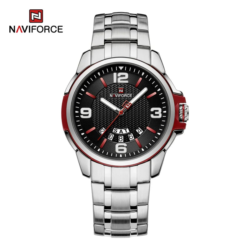 NAVIFORCE Brand Casual Men's Quartz Watch Stainless Steel Belt Business Wristwatches Waterproof Luminous Clock Relogio