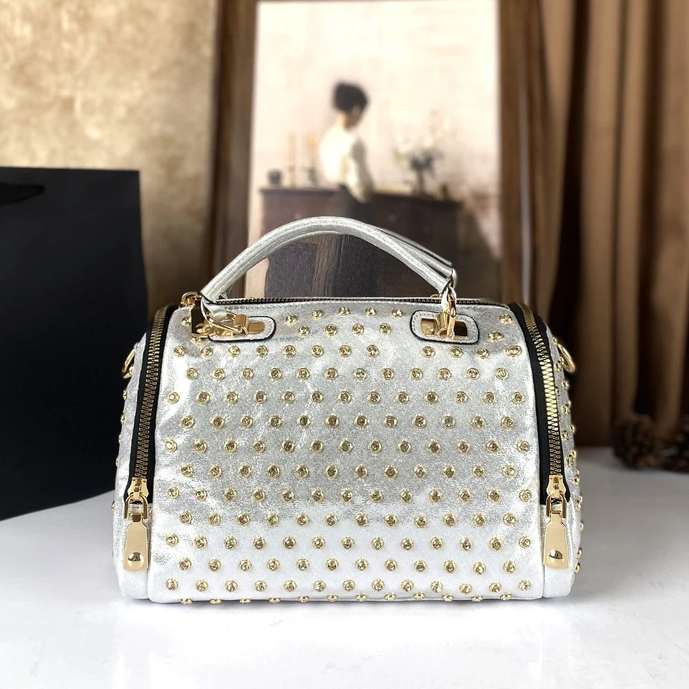 Crossbody Handbag – Diamond Studded Punk Style – PU | KIMLUD