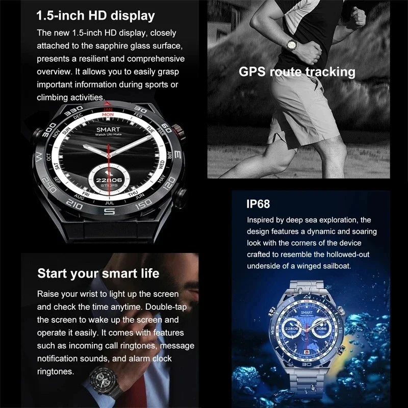 2025 New NFC Smartwatch Men Bluetooth Call GPS Tracker Motion Fitness Wireless Charge Waterproof  Watches For iPhone Android