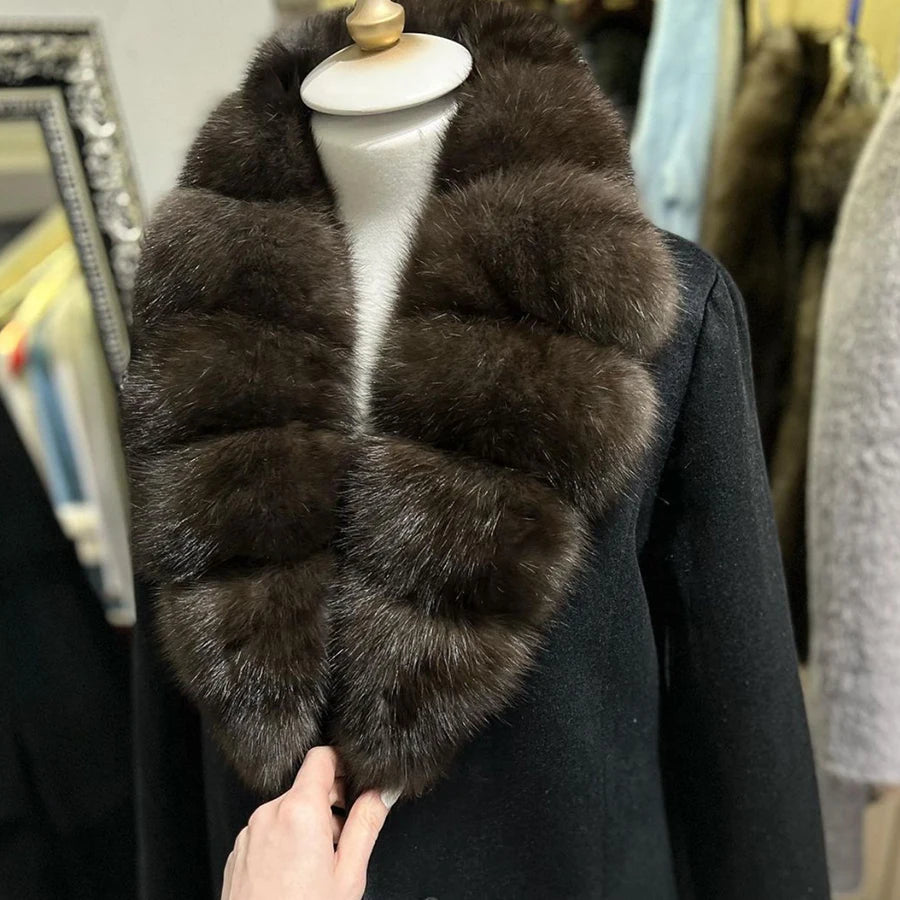 Fox Fur Coat — Black | KIMLUD