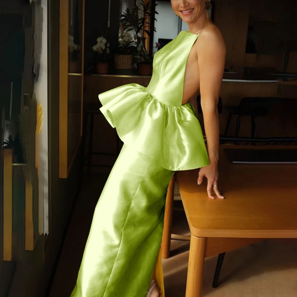 Evening Gown - Strapless Backless - Satin | KIMLUD