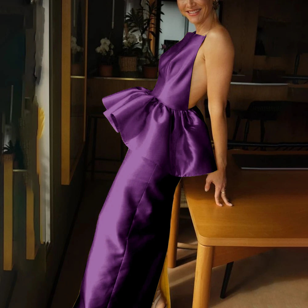 Evening Gown - Strapless Backless - Satin | KIMLUD