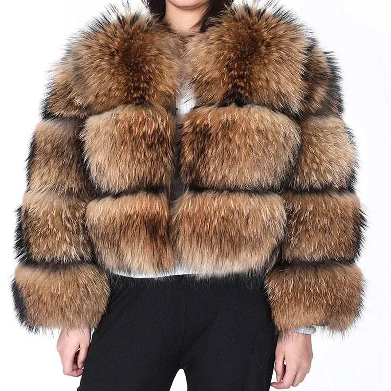 KIMLUD, 2024 maomaokong Super Hot Winter Women Luxury Thick Real Raccoon Fur Coat Natural Fox Fur Jacket Plus Size Jackets Female Vest, KIMLUD Womens Clothes