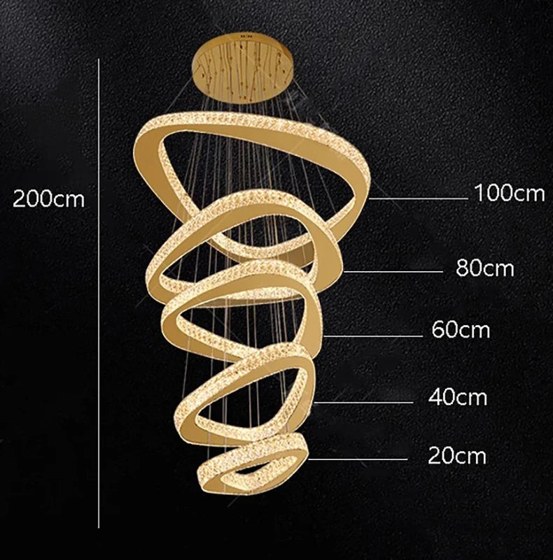 Ring Pendant Light With Dimmable LED Rings — Antique Gold | KIMLUD