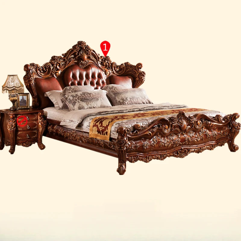 European Simple Bed Leather Princess Adult Aesthetics Design Square Bed Bedroom Queen Sleeping Muebles Lounge Suite Furniture