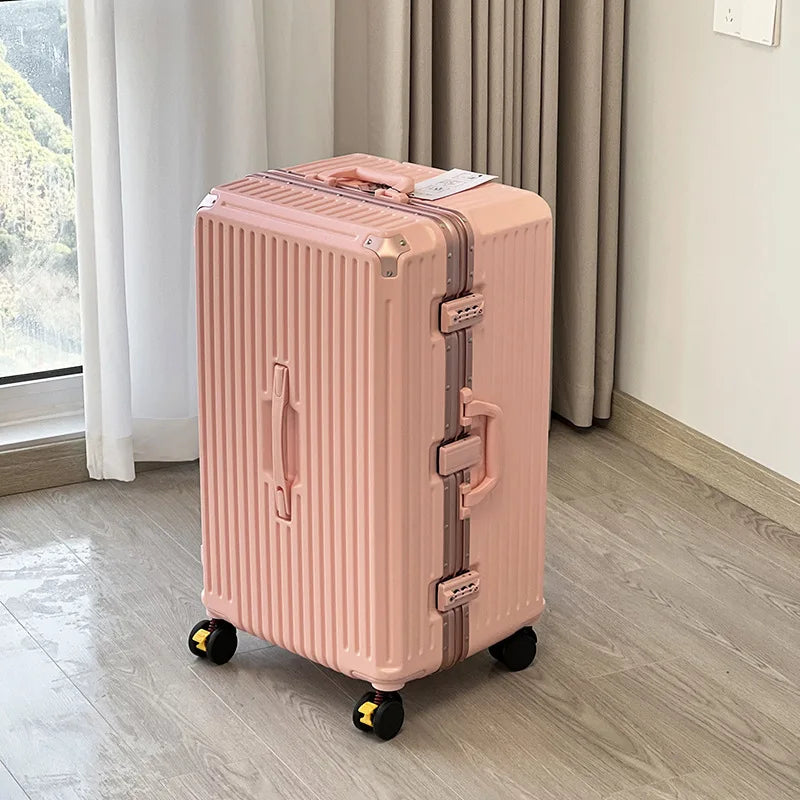 Large capacity 28-inch student thickened handle suitcase for girls, 26-inch aluminum frame travel suitcase for men
