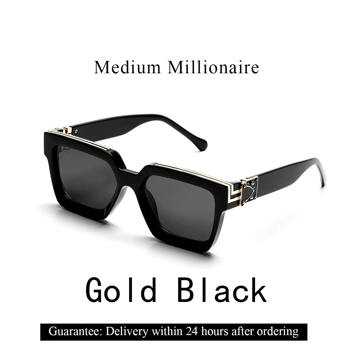 Retro Square Sunglasses Millionaire Shades — Black | KIMLUD