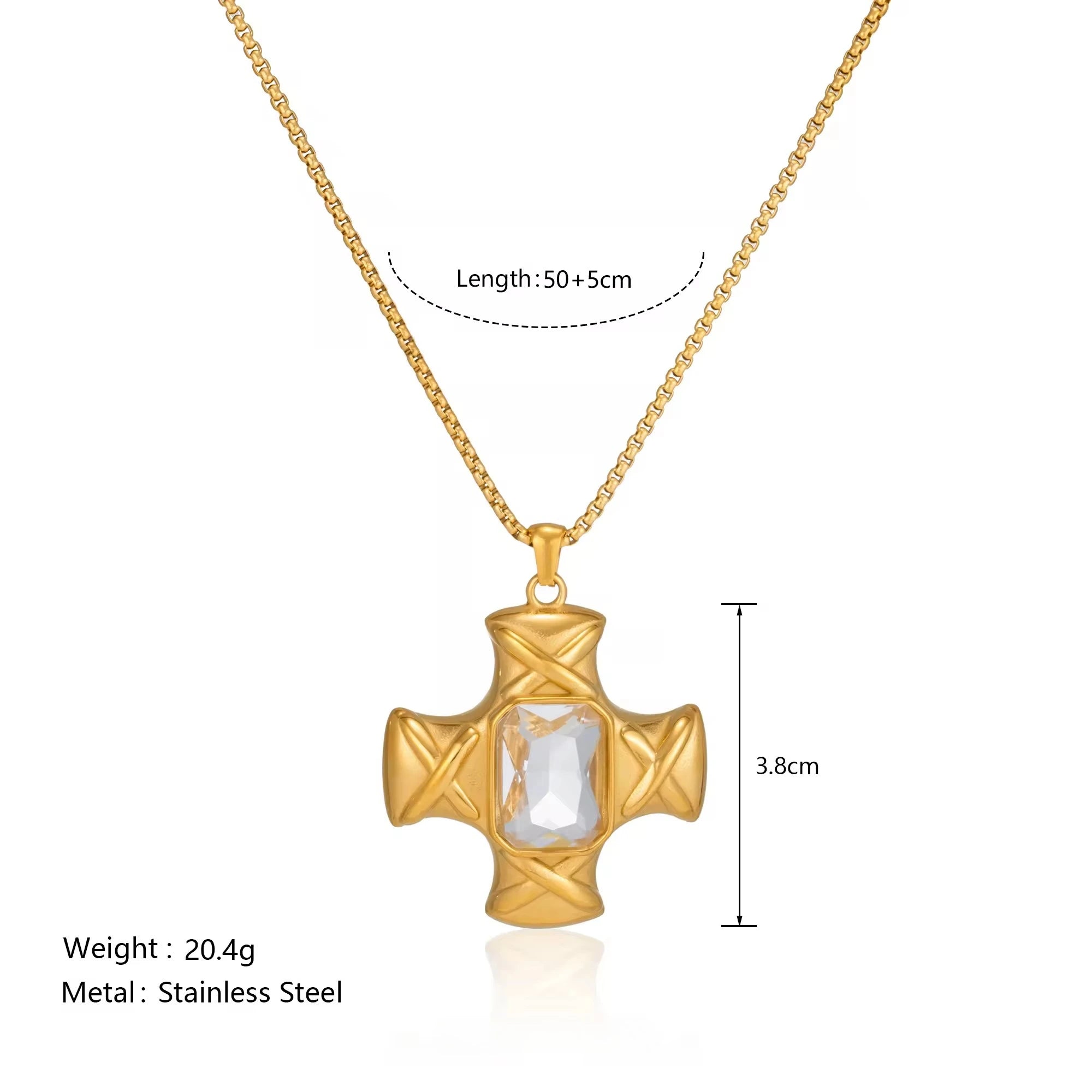 Stainless Steel Necklaces Gold Plated Cross Pendant — Gold | KIMLUD