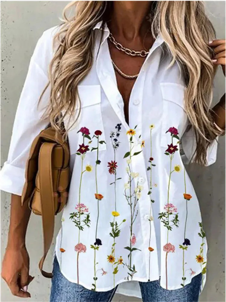 Blouse – Floral Print – Slim Silhouette | KIMLUD