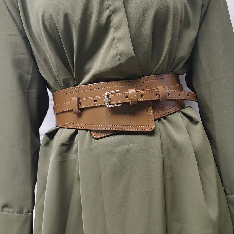 Belt – Wide Waistband – Cowhide Leather – Solid | KIMLUD