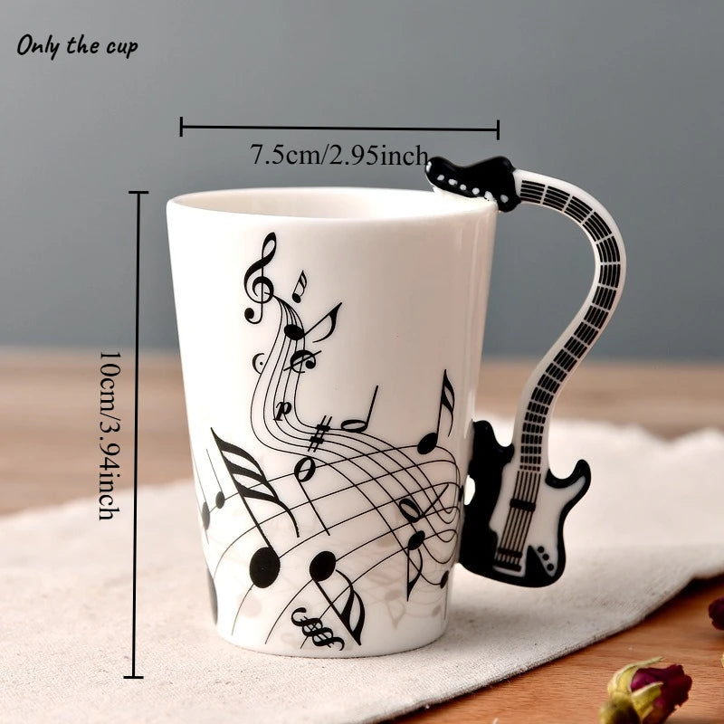 Porcelain Guitar Mug Music Inspired — White | KIMLUD