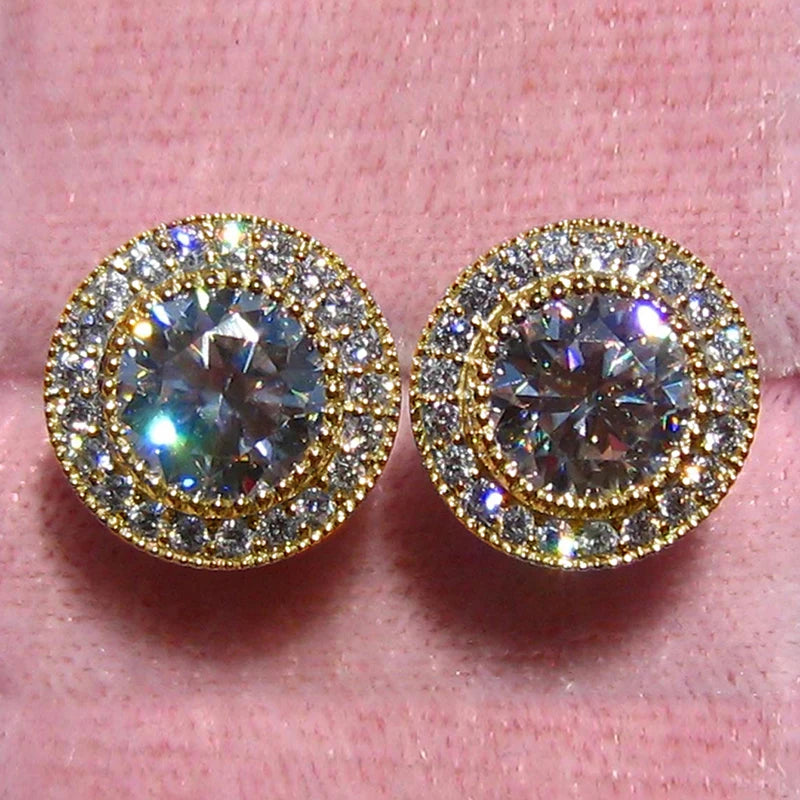 Cubic Zirconia Stud Earrings Dainty Small Round — Clear | KIMLUD