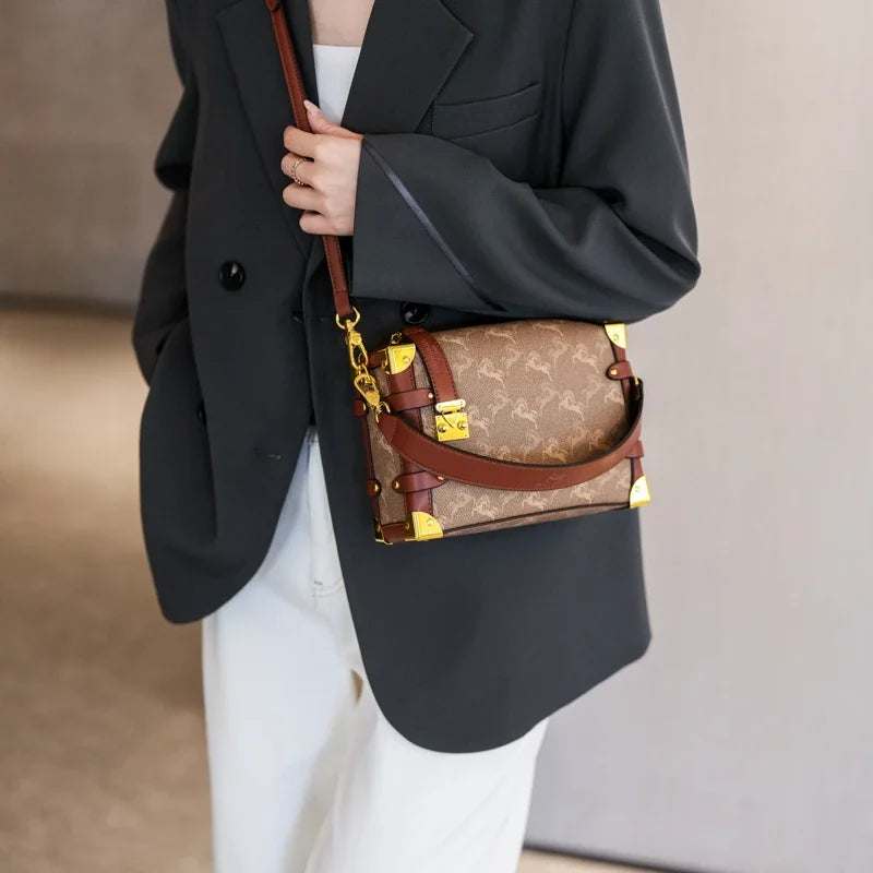 Diaper Bag Trendy Textured Leather Satchel Elegant Crossbody Bag For Women Stylish Vintage Designer Tote