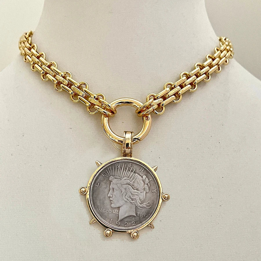 Copper Orla Coin Pendant Necklace — Copper | KIMLUD