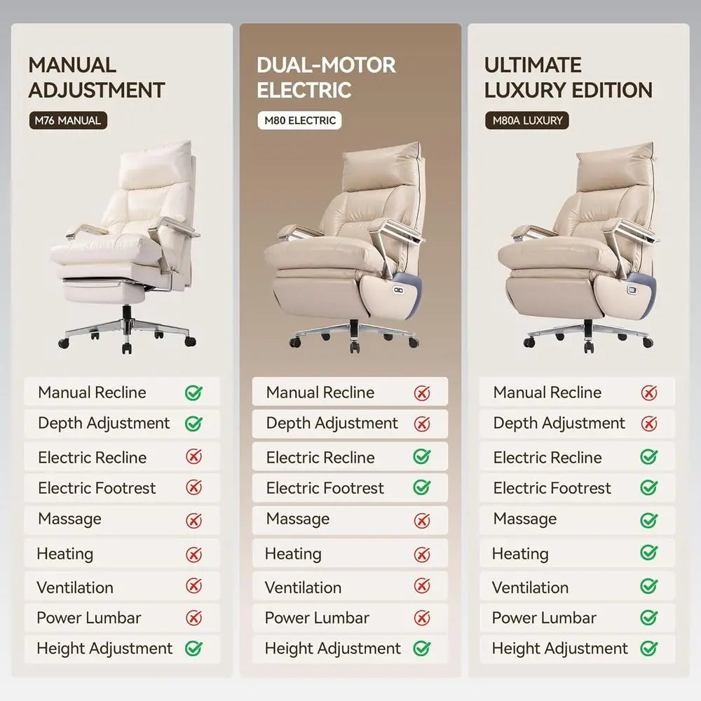 Bamboo Dual-Motor Executive Office Chair — Beige | KIMLUD