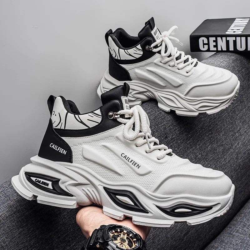 Men's Running Shoes – High Top – Wear-Resistant Thick Sole – All Season | KIMLUD