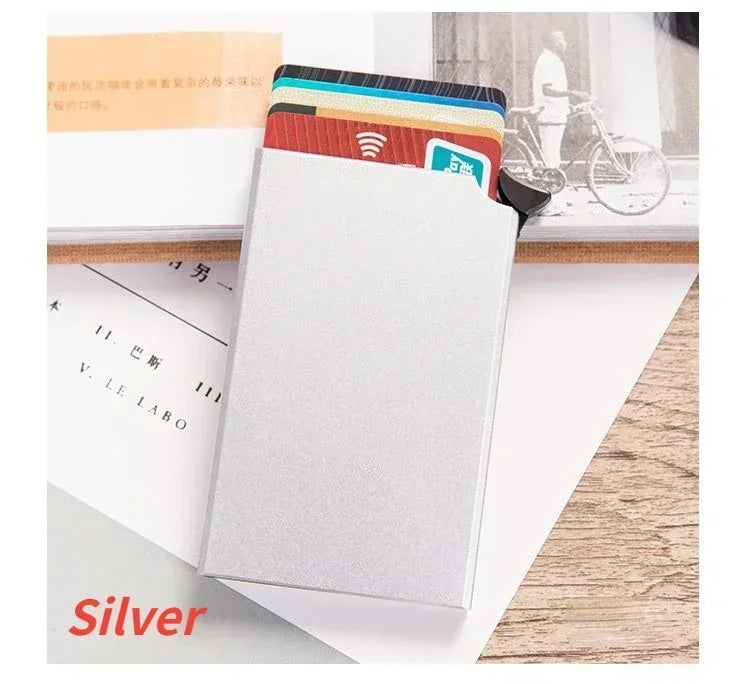 KIMLUD, Carbon Fiber Card Holder Wallets for Men RFID Portable Trifold PU Slim Mini Wallet Male Purses Wallet Women pasjeshouder, Silver 2, KIMLUD Womens Clothes
