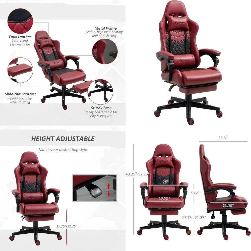 premium-diamond-pu-leather-racing-gaming-chair-with-swivel-footrest-lumbar-support-adjustable-height-redkimludkimlud-35573940