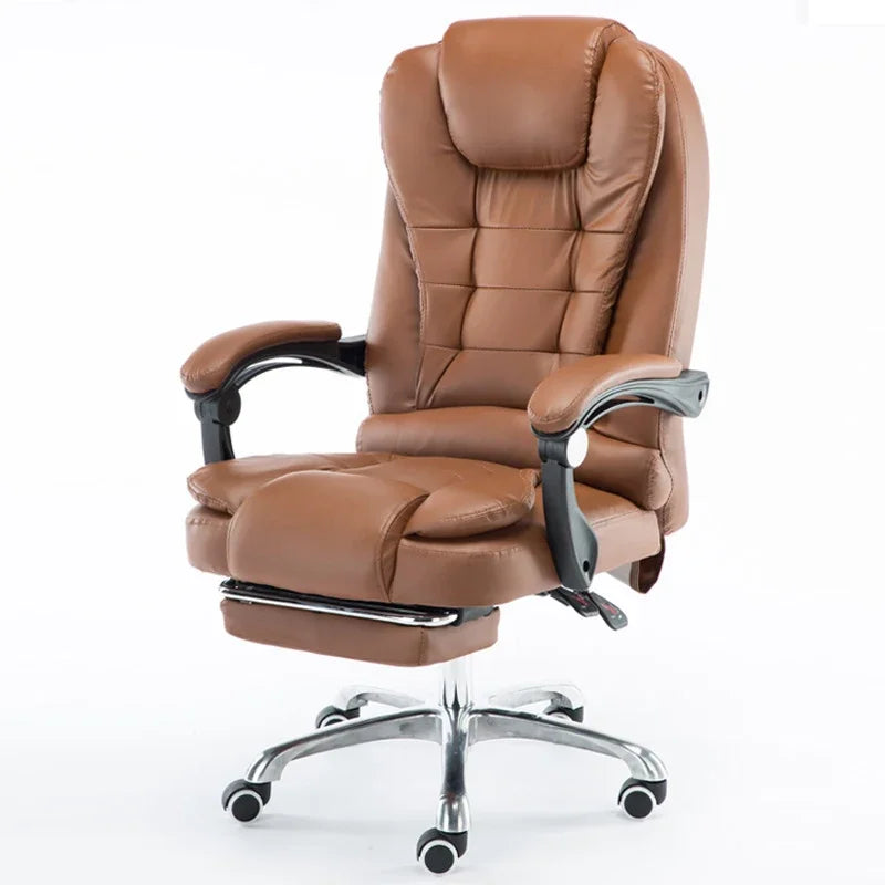 A Office Furniture Massage Soft Ergonomic Executive Recliner High Back Chairs Black Pu Leather Office Chair with Footrest