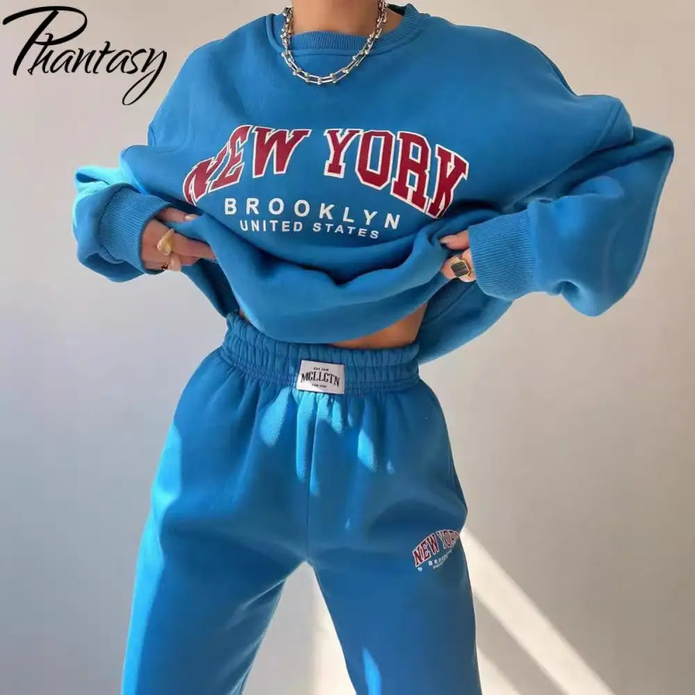Soft Cotton Tracksuit Letter Print — Ivory | KIMLUD
