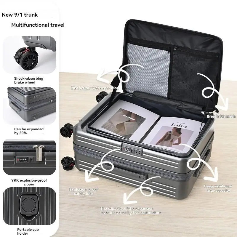 19 minutes ago, the expandable zipper box with an open lid is 20 inches. It is a male suitcase and a travel suitcase for female
