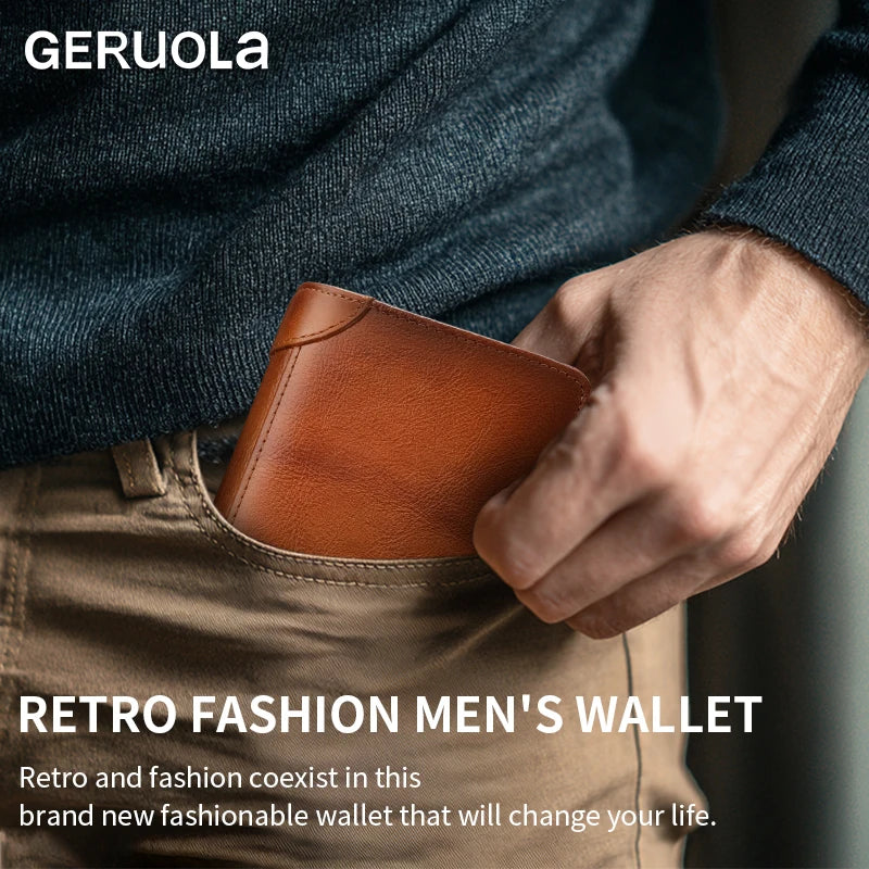 Men's Wallet – Compact RFID Protection – Genuine Leather Cowhide | KIMLUD