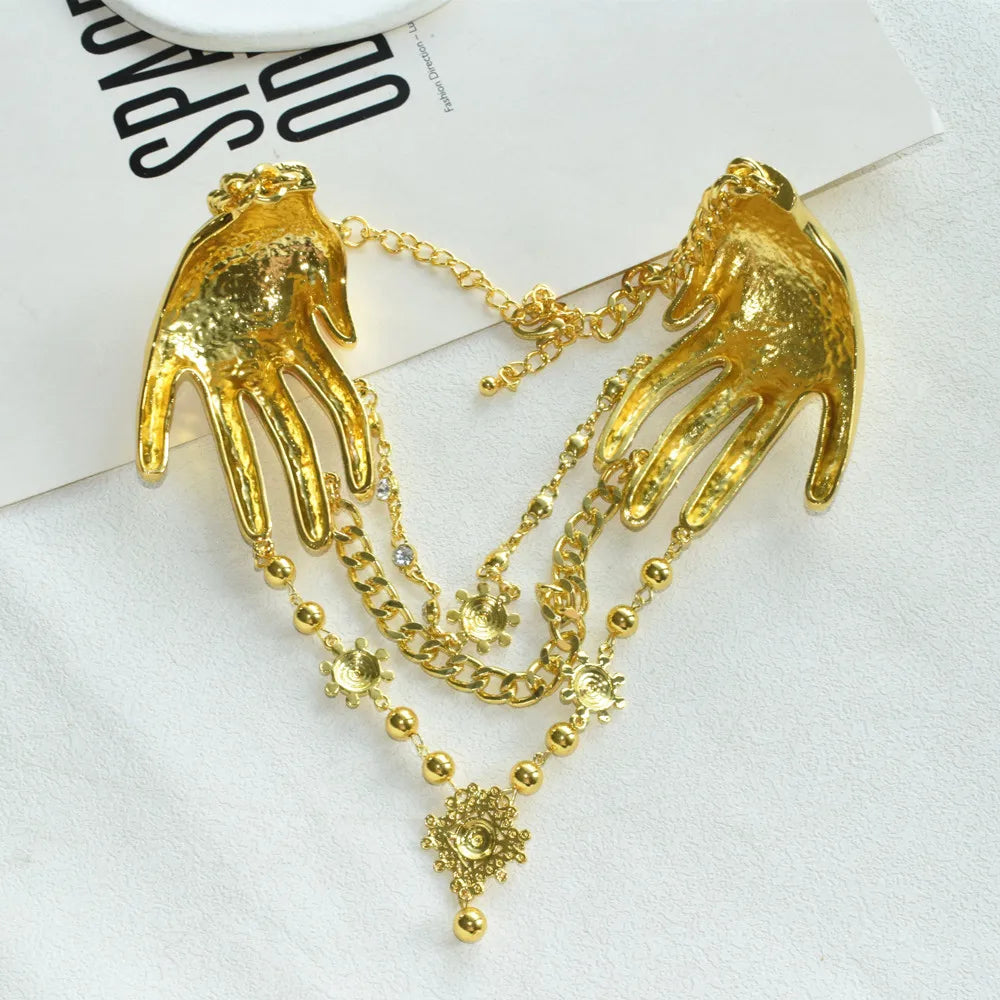 Choker Necklace – Hand Charms – Metal Alloy | KIMLUD