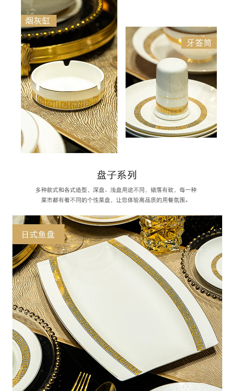 Fine Bone China Dinnerware Sets Gold Trim — White | KIMLUD