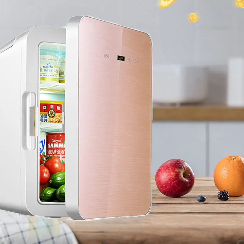 Rose-Gold Portable Mini Refrigerator 12L For Cosmetics — Rose Gold | KIMLUD