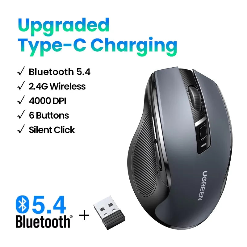 Matte Ergonomic Wireless Mouse Bluetooth 5.0 4000DPI — Deep Blue-Gray | KIMLUD