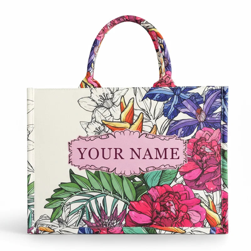 Personalized Tote Bag Canvas Printed — Natural | KIMLUD