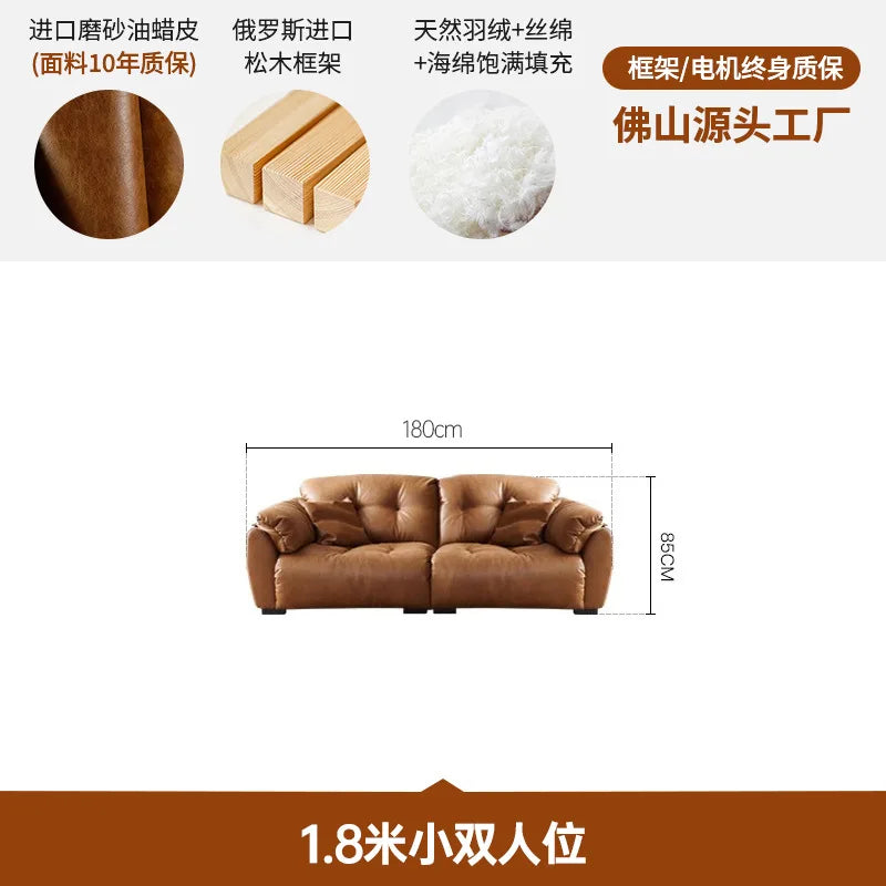Electric Leather Loveseat Sofa Bed — Brown | KIMLUD