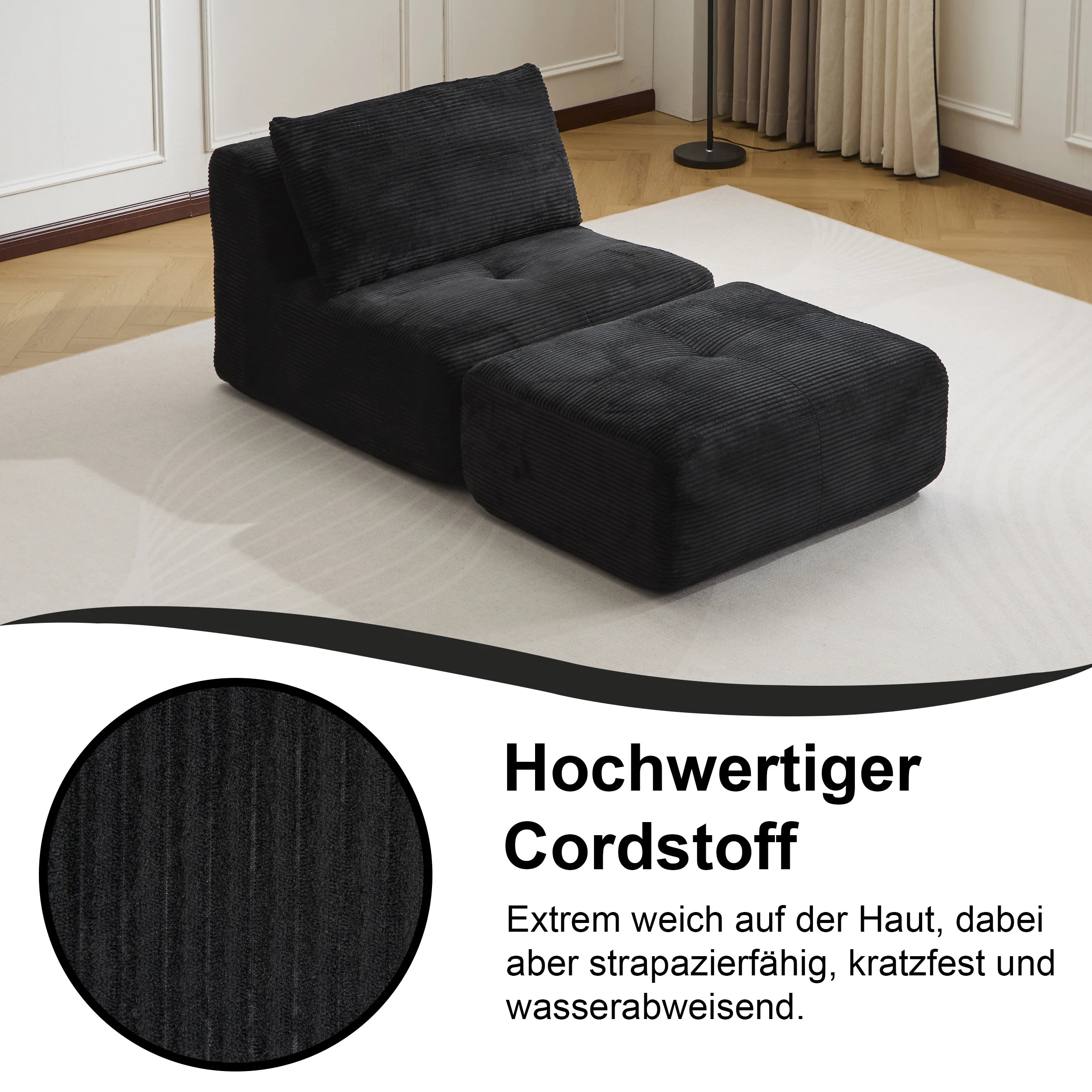 Corduroy Sofa Bed，Comfortable Small Single Sofa，Compression Sofa Seat，Foldable Lounger for Bedroom, Guest Room or Living Room