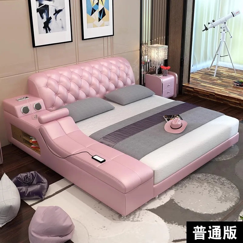 Massage chair double beds frame headboard frame twin luxury multifunctional beds king size storage modern bedroom furniture