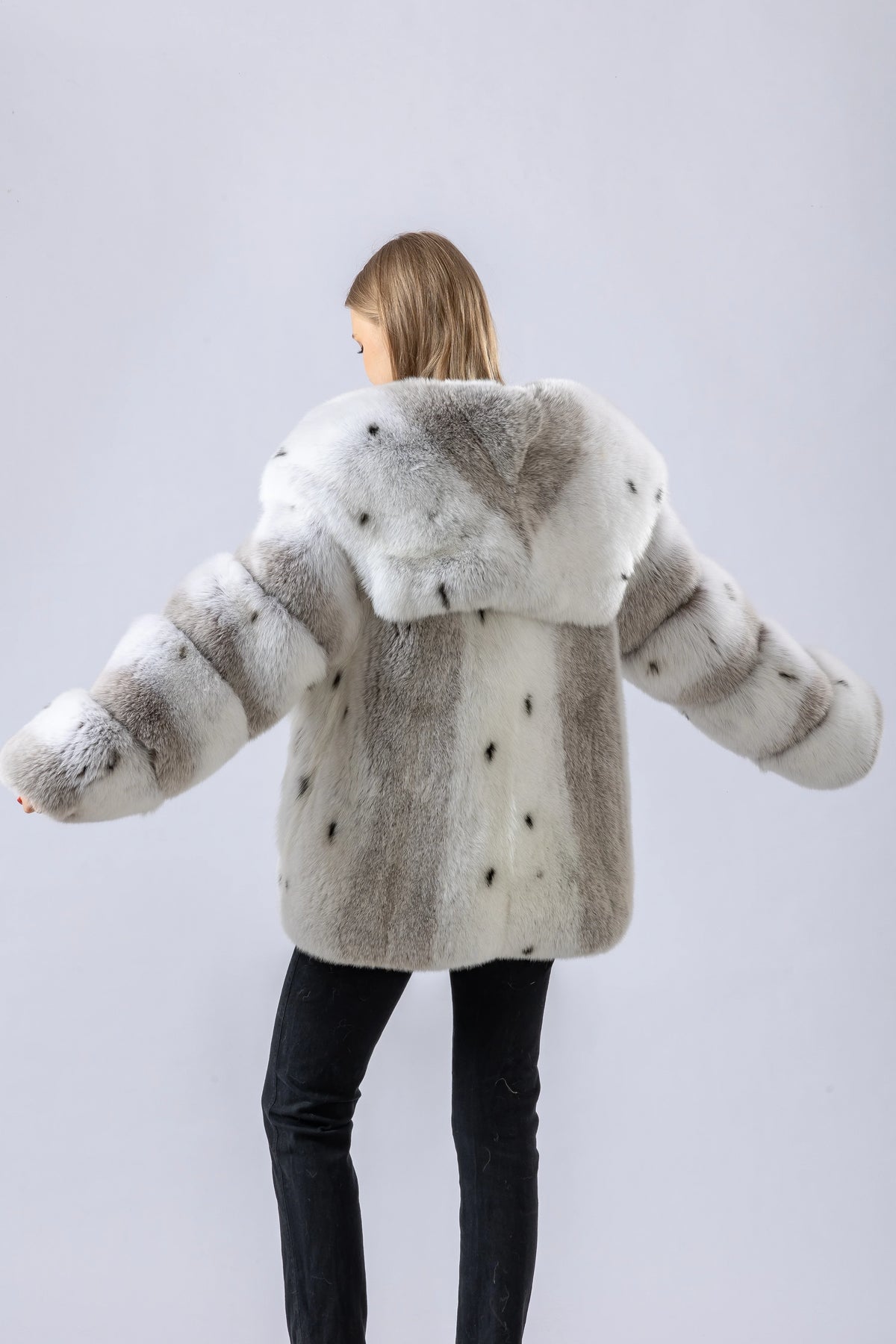 Fox Fur Coat - Big Turn-Down Collar - Fox Fur - Lynx | KIMLUD