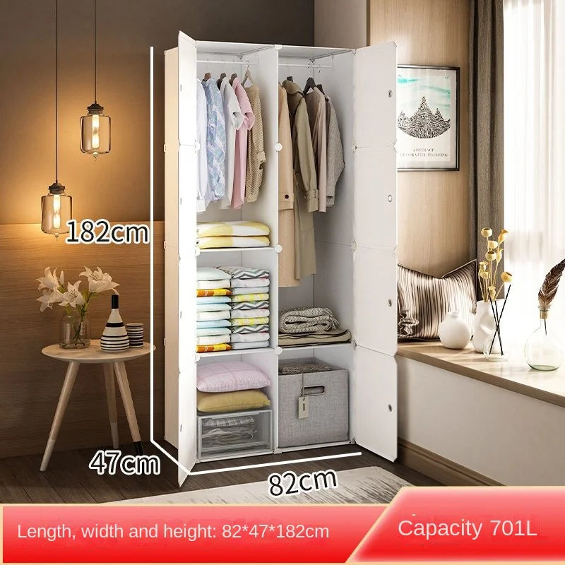 Plastic Wardrobe Collapsible with Large Space — White | KIMLUD