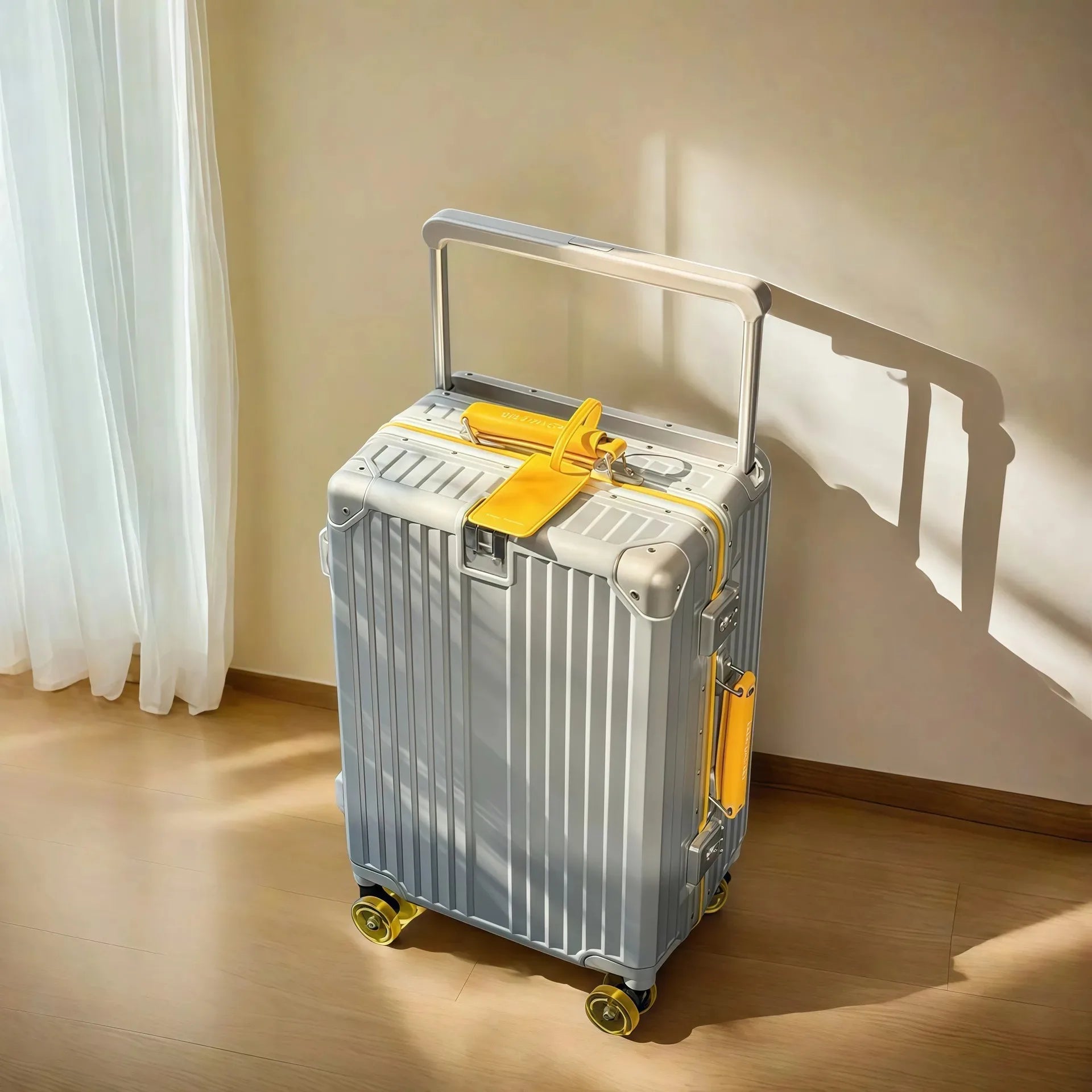 Wide Handlebar Travel Balance Trolley Suitcase with Colorful Silent Wheels TSA Lock Rolling Luggage Large Capacity PC Material