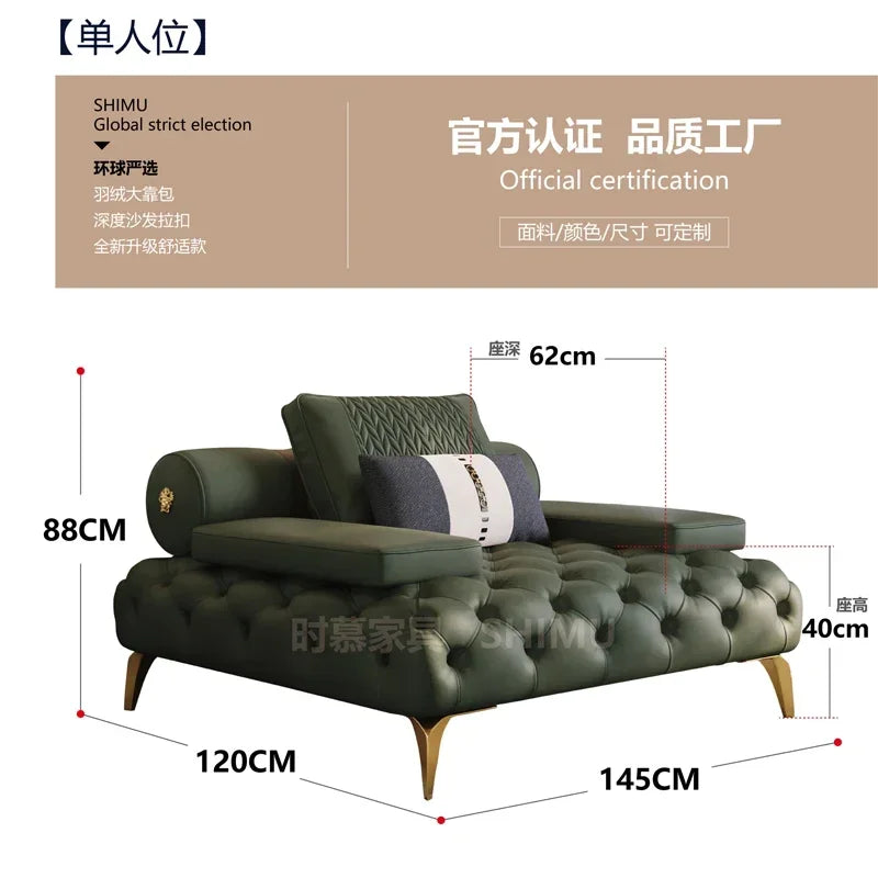 Italian Genuine Leather Sofas Sectional Modern Luxry Designer Loveseat Sofa 3 Piece Set Woonkamerbanken Living Room Furniture