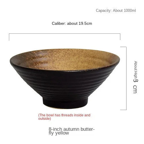 Porcelain Japanese Ramen Bowl Large — Black | KIMLUD