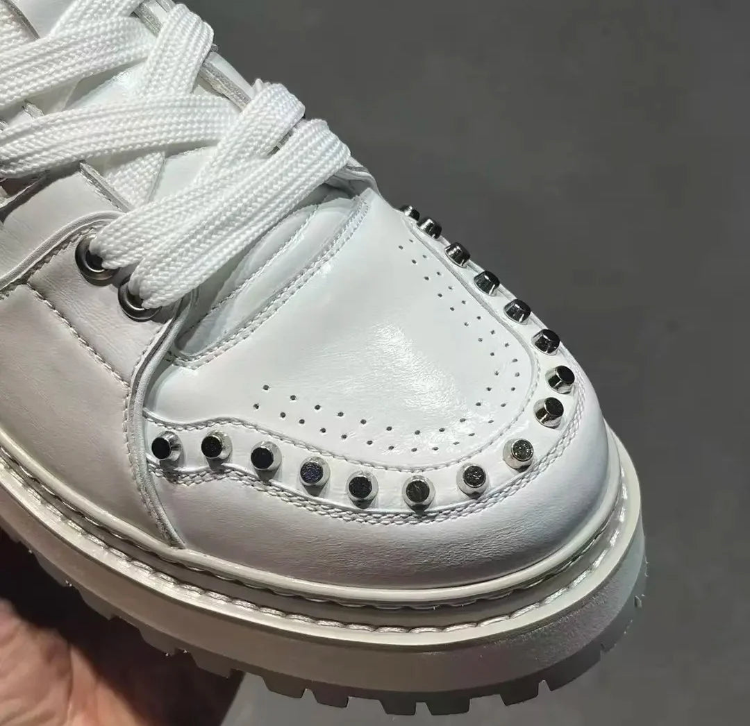 Men's Sneakers – Height Increasing – Leather – White | KIMLUD