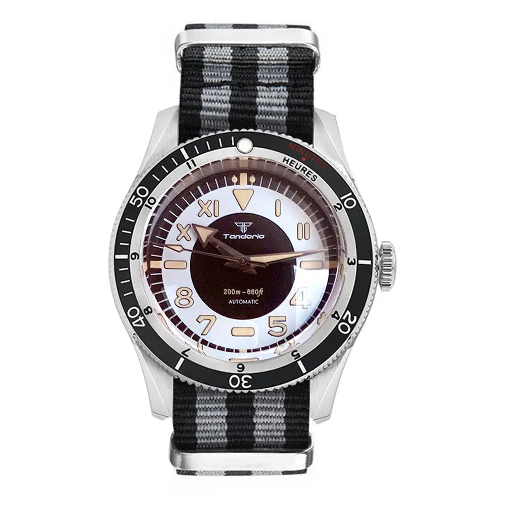 Tandorio Vintage 20ATM Dive Swim Watches Domed Sapphire Black White NH35 PT5000 40mm Automatic Mechanical Men Watch Luminous New